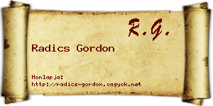 Radics Gordon névjegykártya